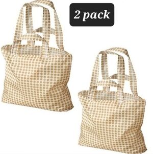 Ikea Skynke shopping tote bag 2 pack Tan Polka Dot Bundle